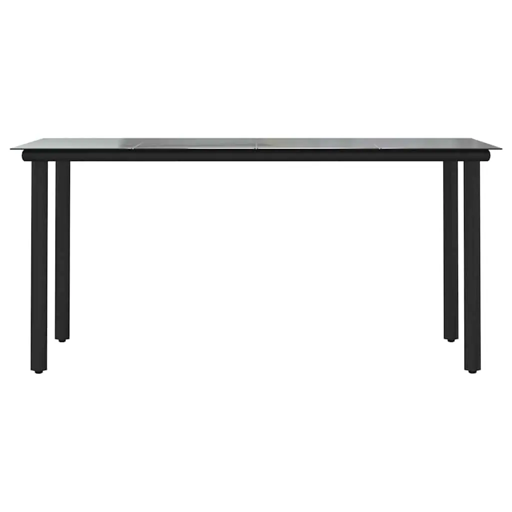7 Piece Garden Dining Set Outdoor Furniture Black Poly Rattan Glass Table