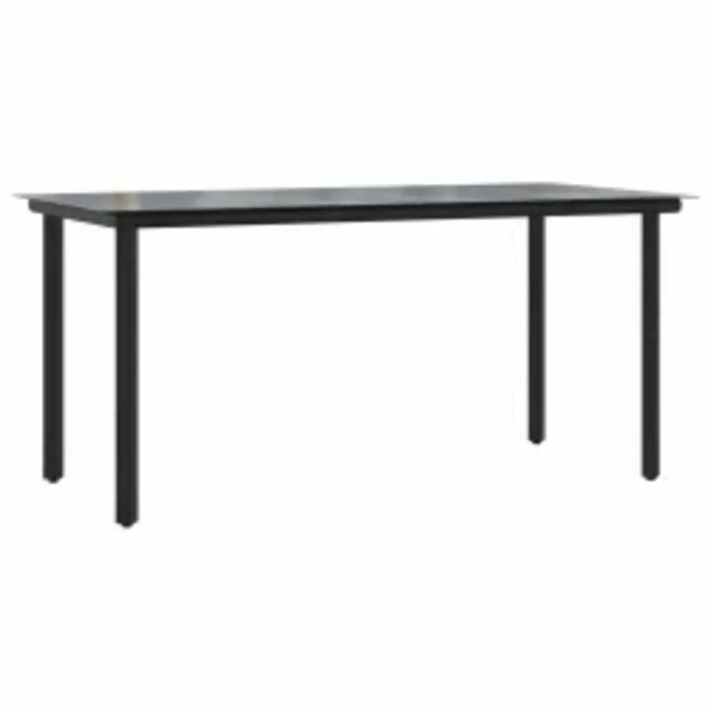 7 Piece Garden Dining Set Poly Rattan Glass Table Outdoor Patio Furniture Black