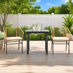 Garden Dining Set 3 Piece Outdoor Furniture Brown Poly Rattan with Cushions