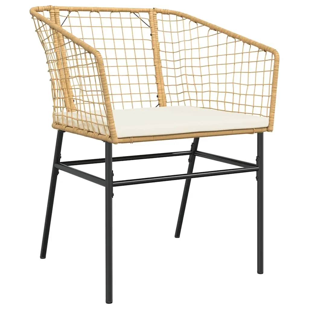 5 Piece Garden Dining Set Brown Poly Rattan Glass Top Outdoor Patio Furniture