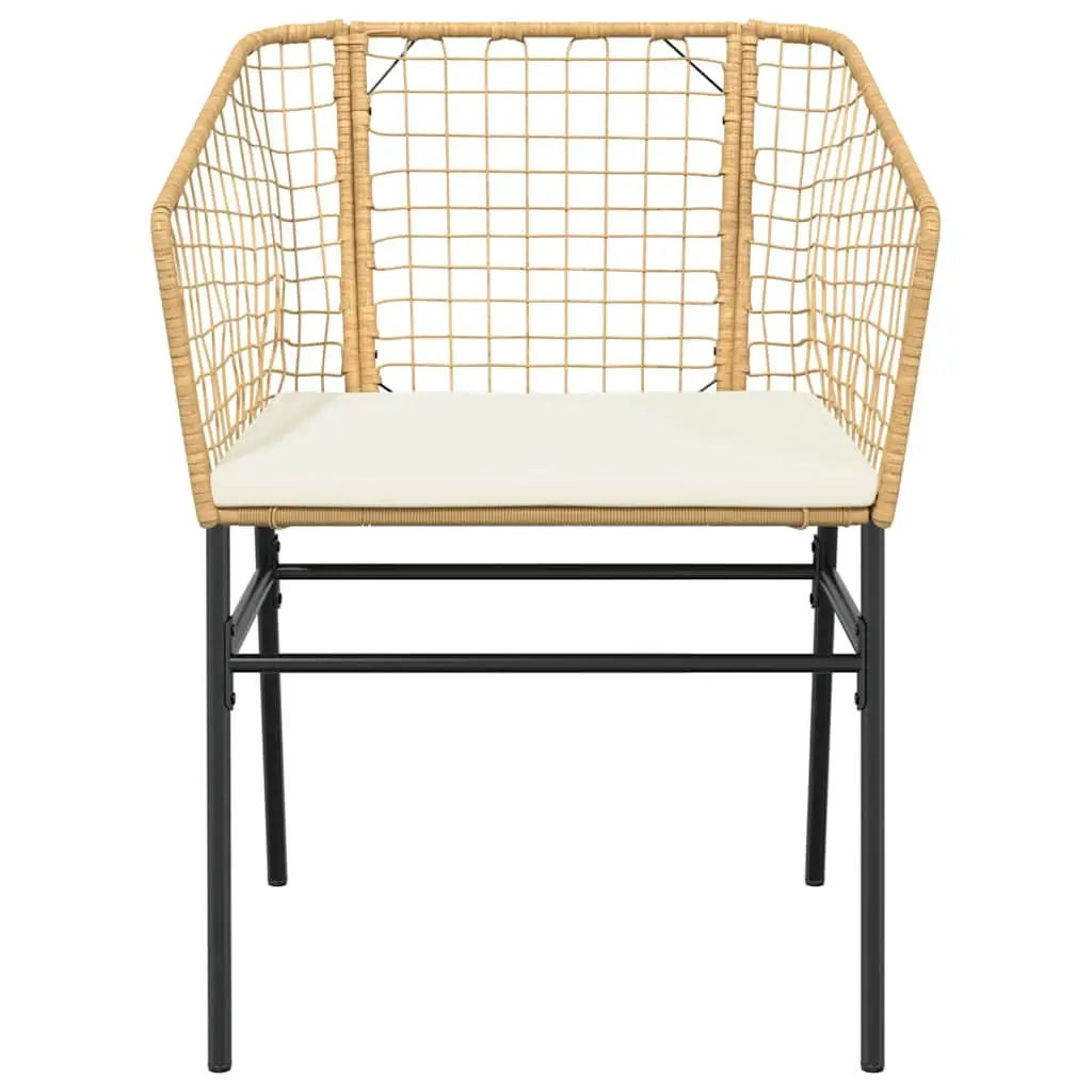 5 Piece Garden Dining Set Brown Poly Rattan Glass Top Outdoor Patio Furniture