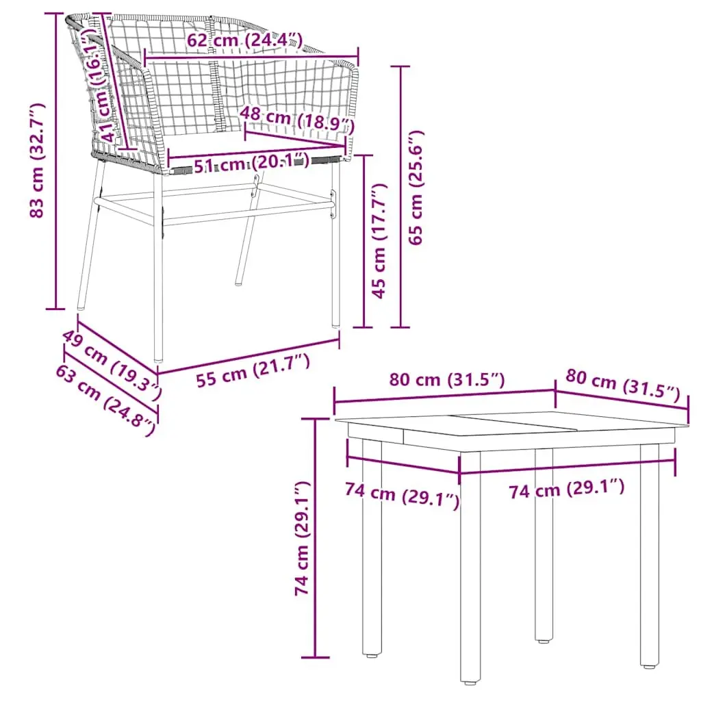 5 Piece Garden Dining Set Brown Poly Rattan Glass Top Outdoor Patio Furniture