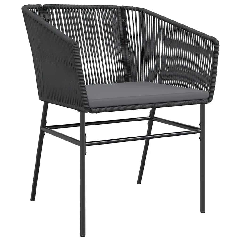 5 Piece Garden Dining Set Black Poly Rattan Glass Tabletop Outdoor Patio