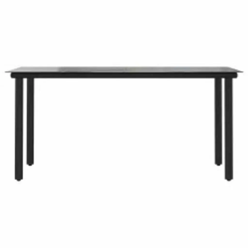 5 Piece Garden Dining Set Black Poly Rattan Glass Tabletop Outdoor Patio