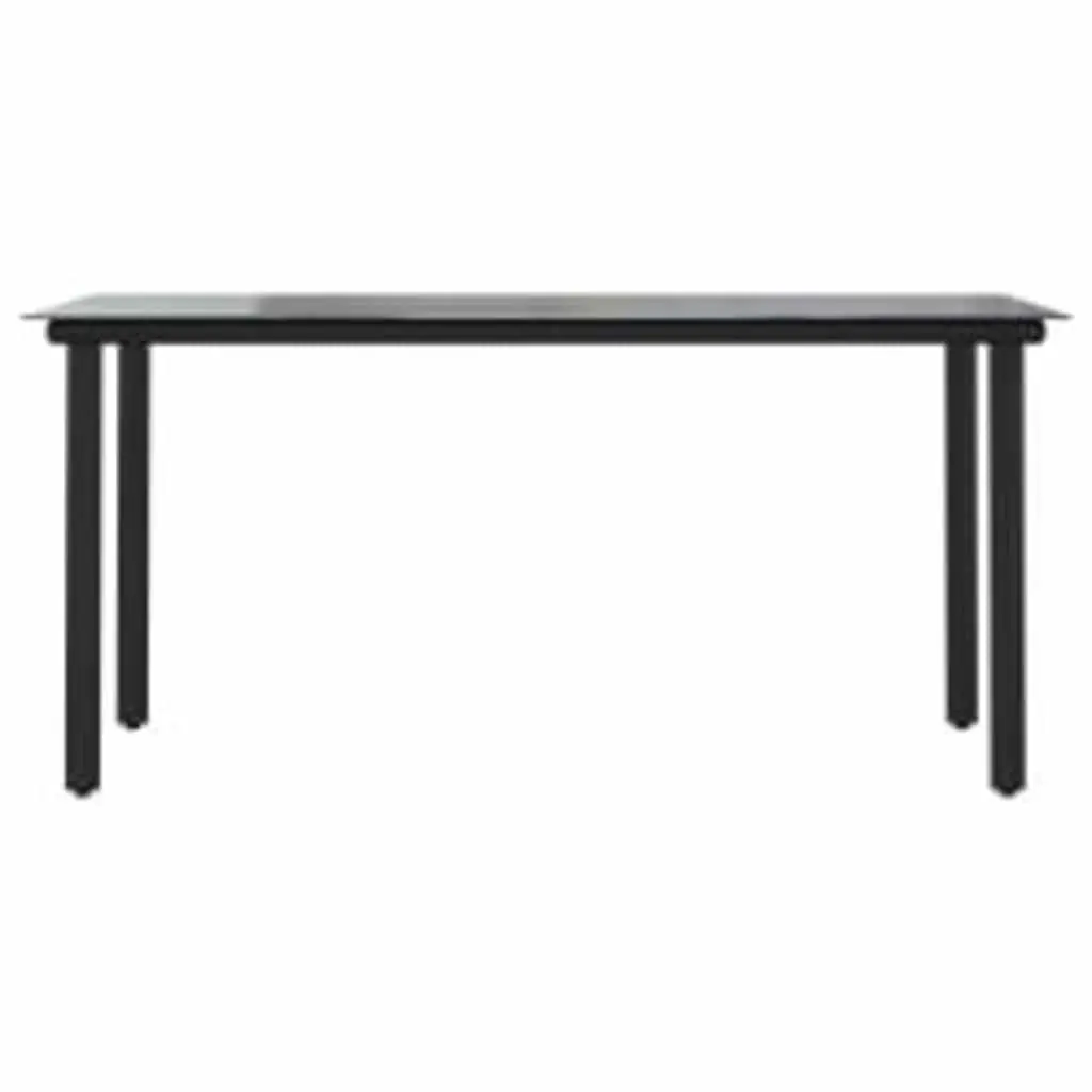 7 Piece Garden Dining Set Poly Rattan Glass Table Outdoor Patio Furniture Black