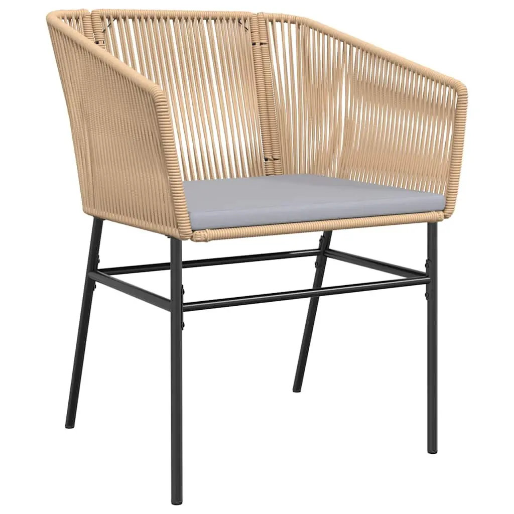 5 Piece Garden Dining Set Brown Poly Rattan Outdoor Furniture with Cushions