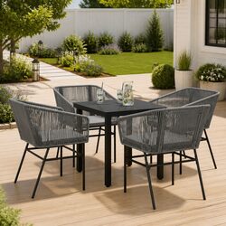 Garden Dining Set 5 Piece Outdoor Furniture Poly Rattan Chair Table Patio