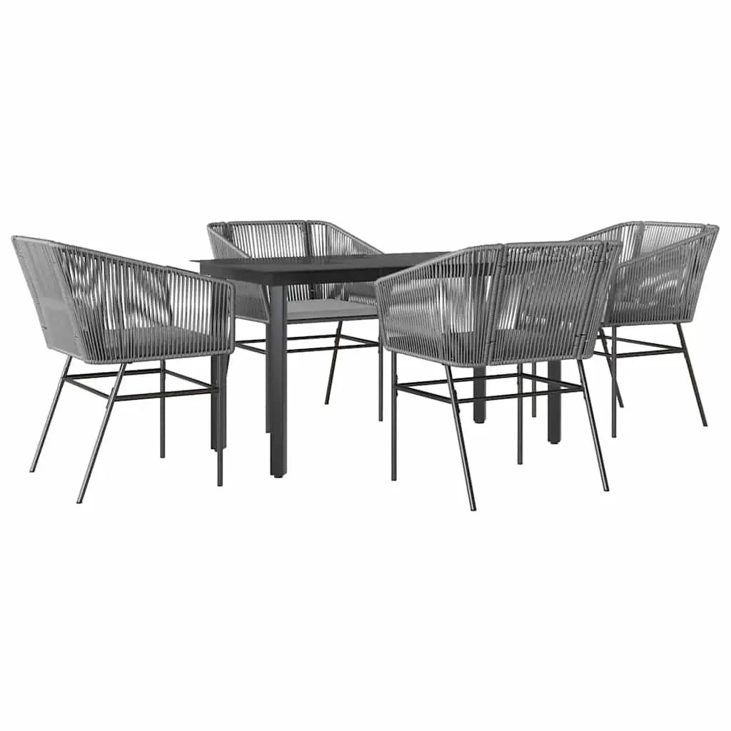 Garden Dining Set 5 Piece Outdoor Furniture Grey Poly Rattan Table Chairs