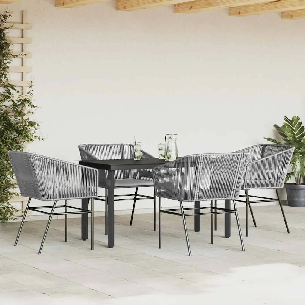 Garden Dining Set 5 Piece Outdoor Furniture Grey Poly Rattan Table Chairs
