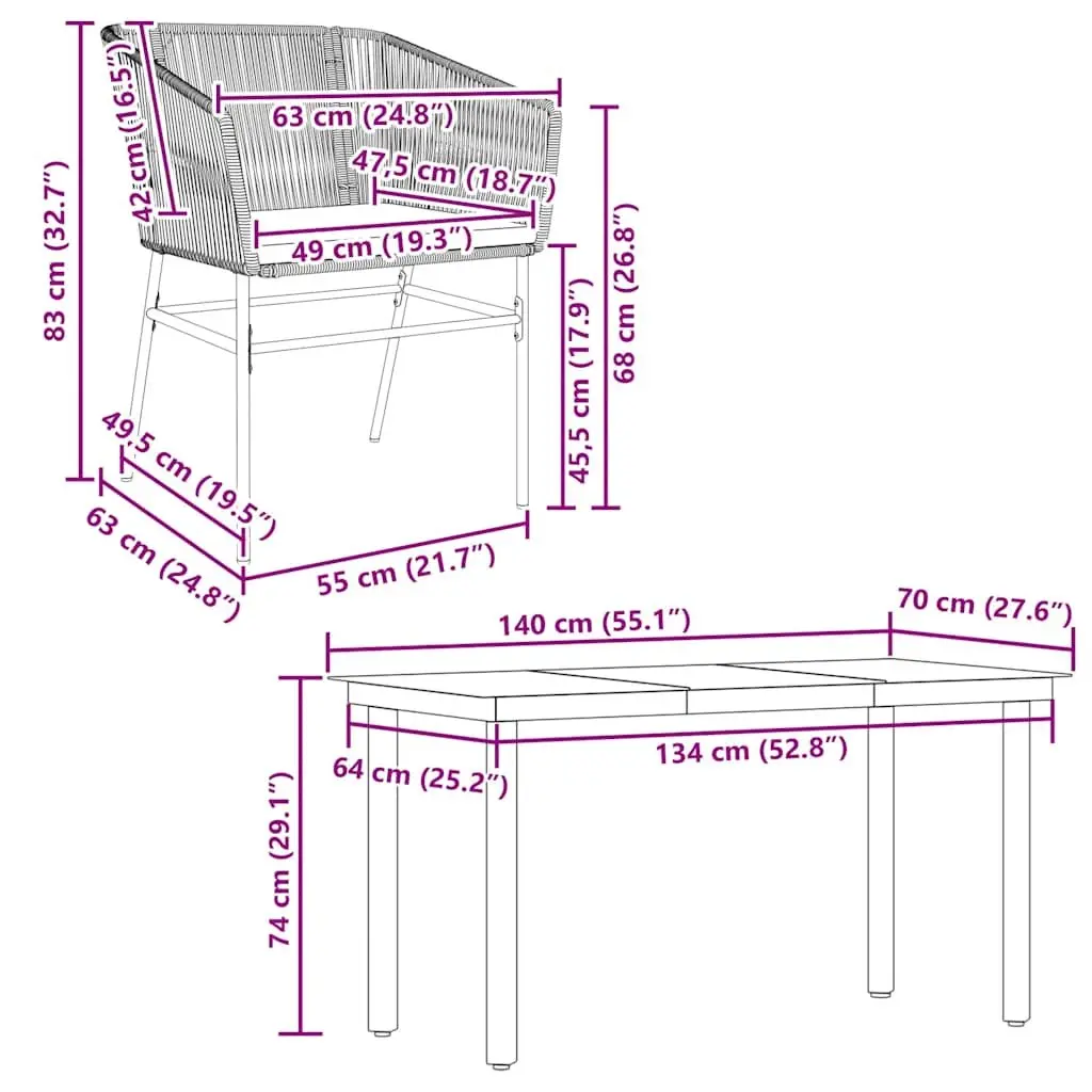 Garden Dining Set 5 Piece Outdoor Furniture Grey Poly Rattan Table Chairs