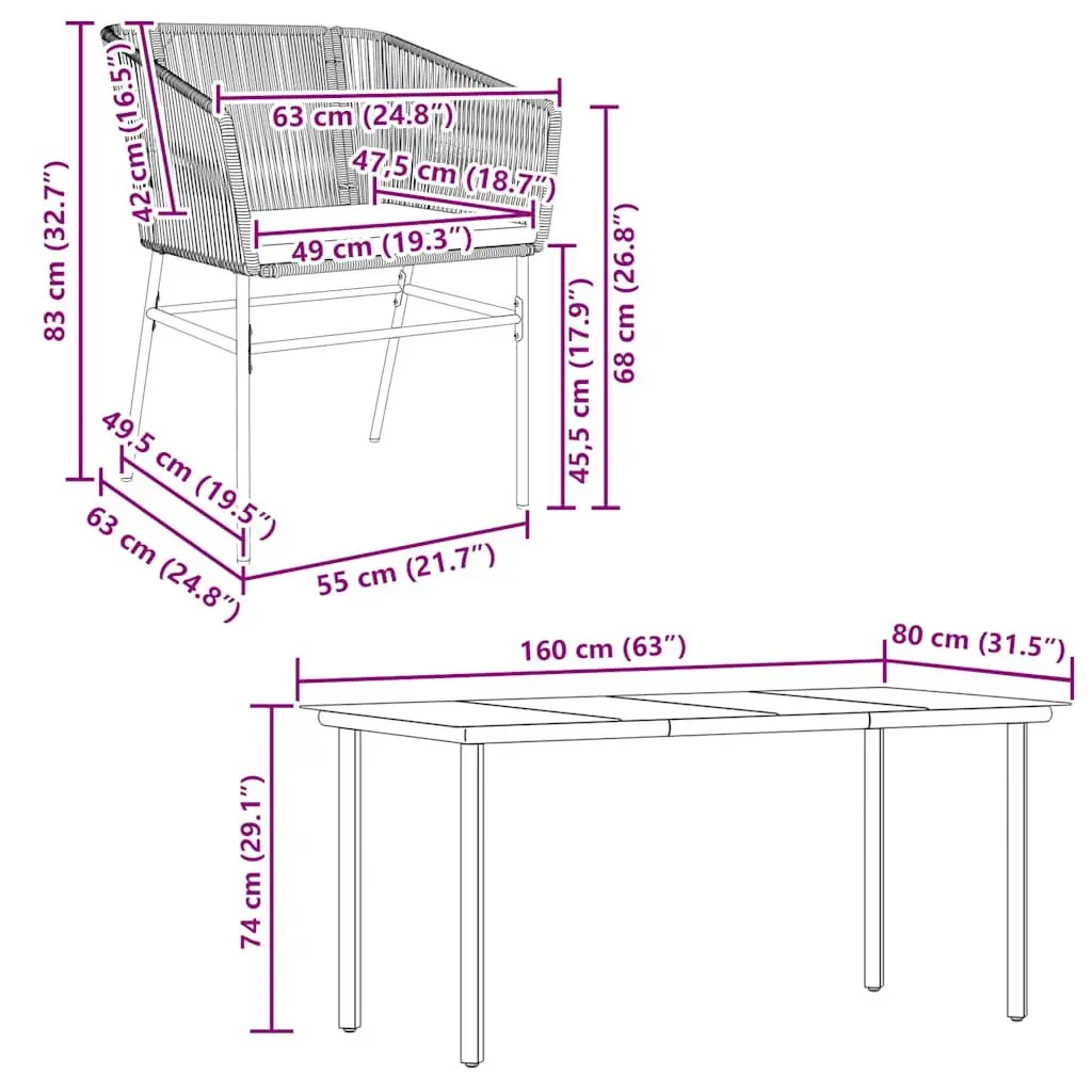 Garden Dining Set 5 Piece Outdoor Patio Furniture Grey Poly Rattan Glass Table