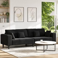 Modern Black Velvet Sofa Contemporary Living Room Furniture with Spring Cushion