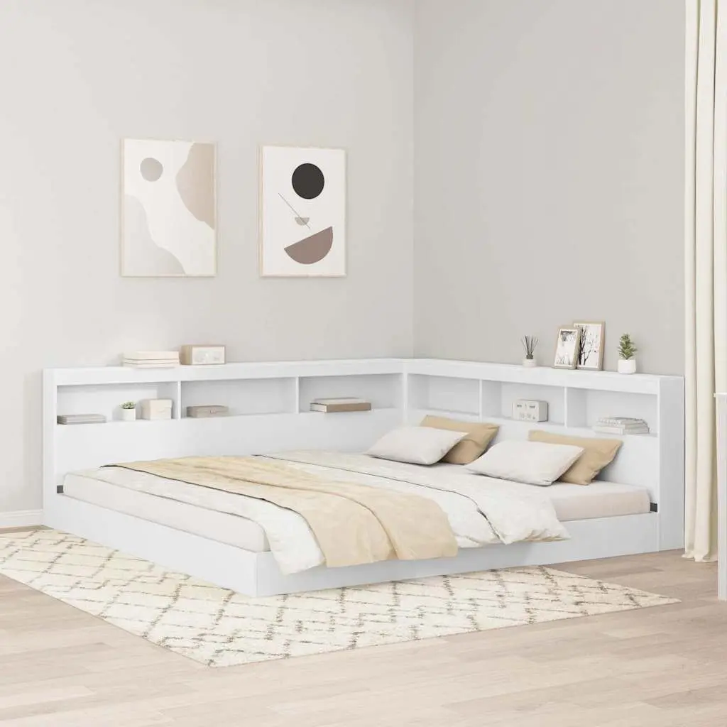 Storage Headboard with Shelves 180cm White Engineered Wood