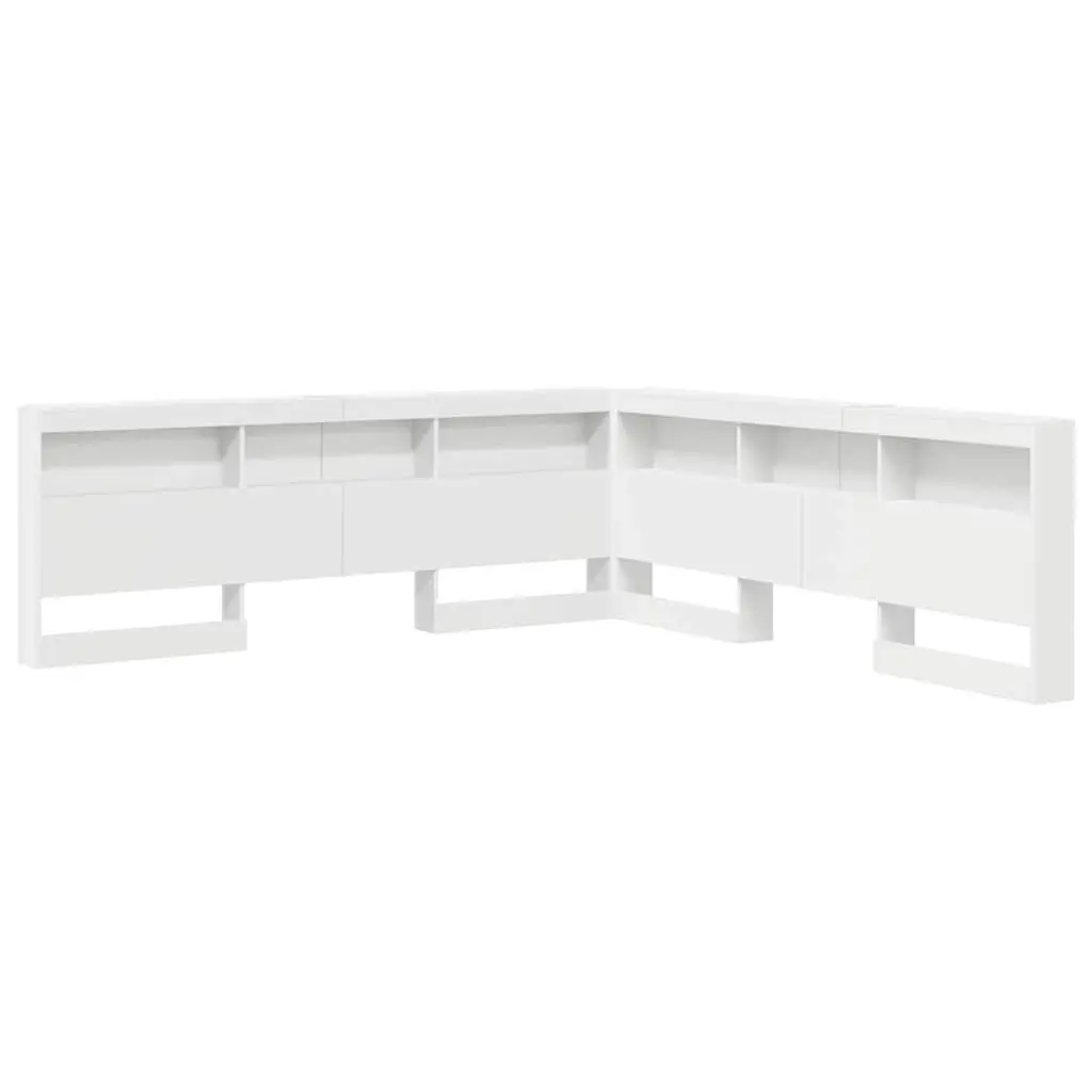Storage Headboard with Shelves 180cm White Engineered Wood