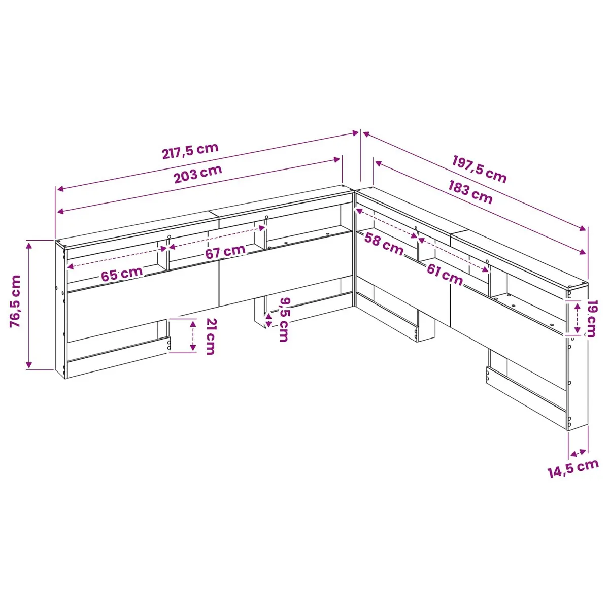 Storage Headboard with Shelves 180cm White Engineered Wood