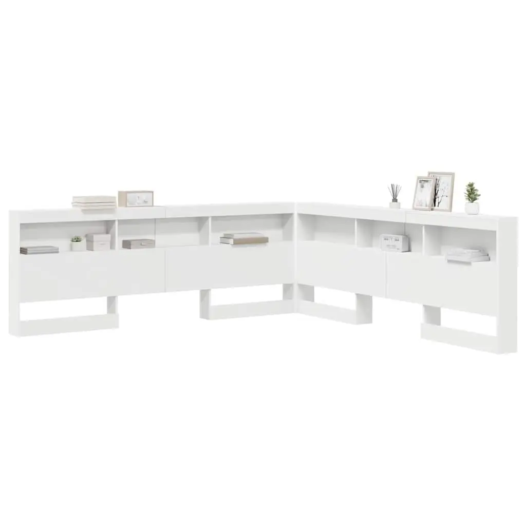 Storage Headboard with Shelves 180cm White Engineered Wood