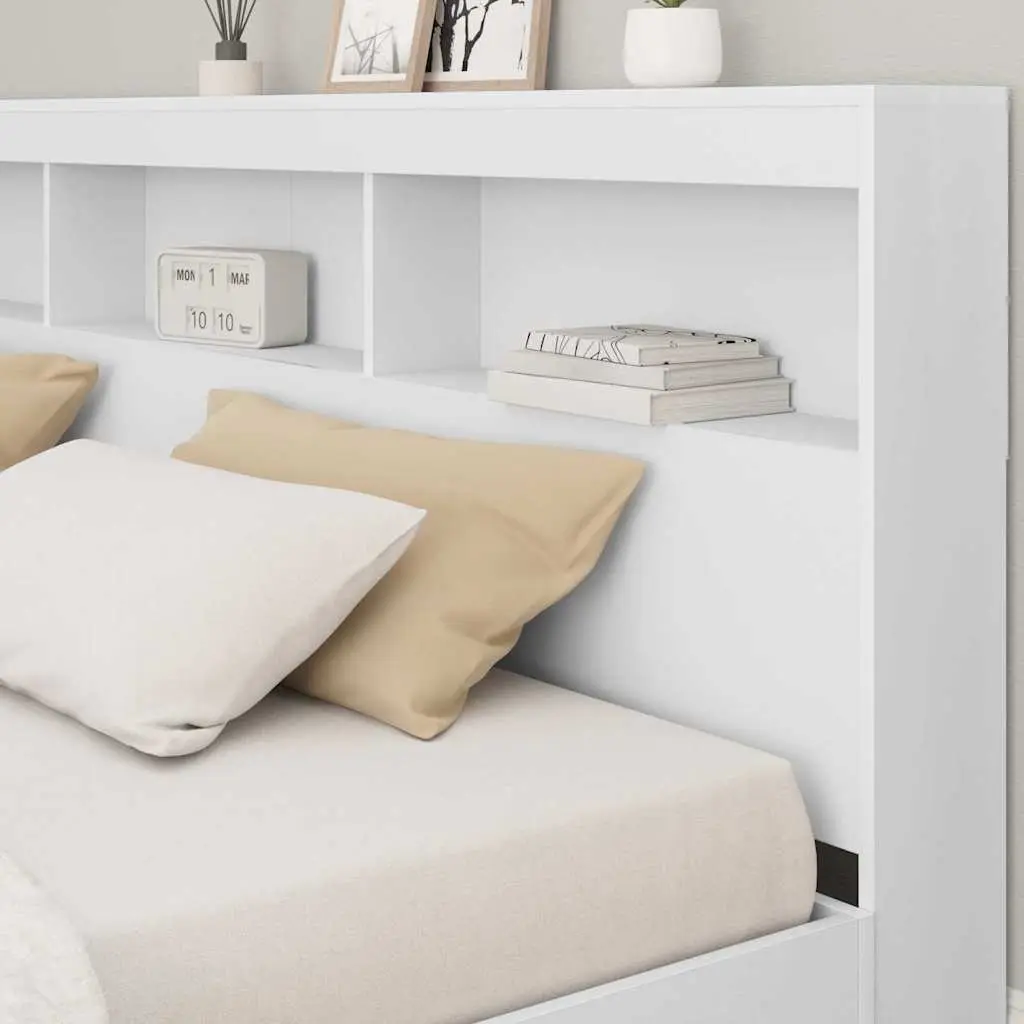 Storage Headboard with Shelves 180cm White Engineered Wood