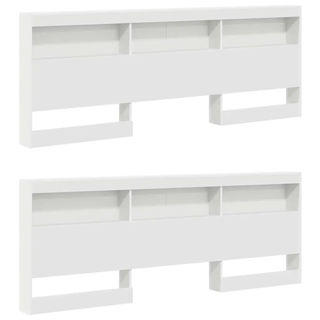 Storage Headboard with Shelves 180cm White Engineered Wood