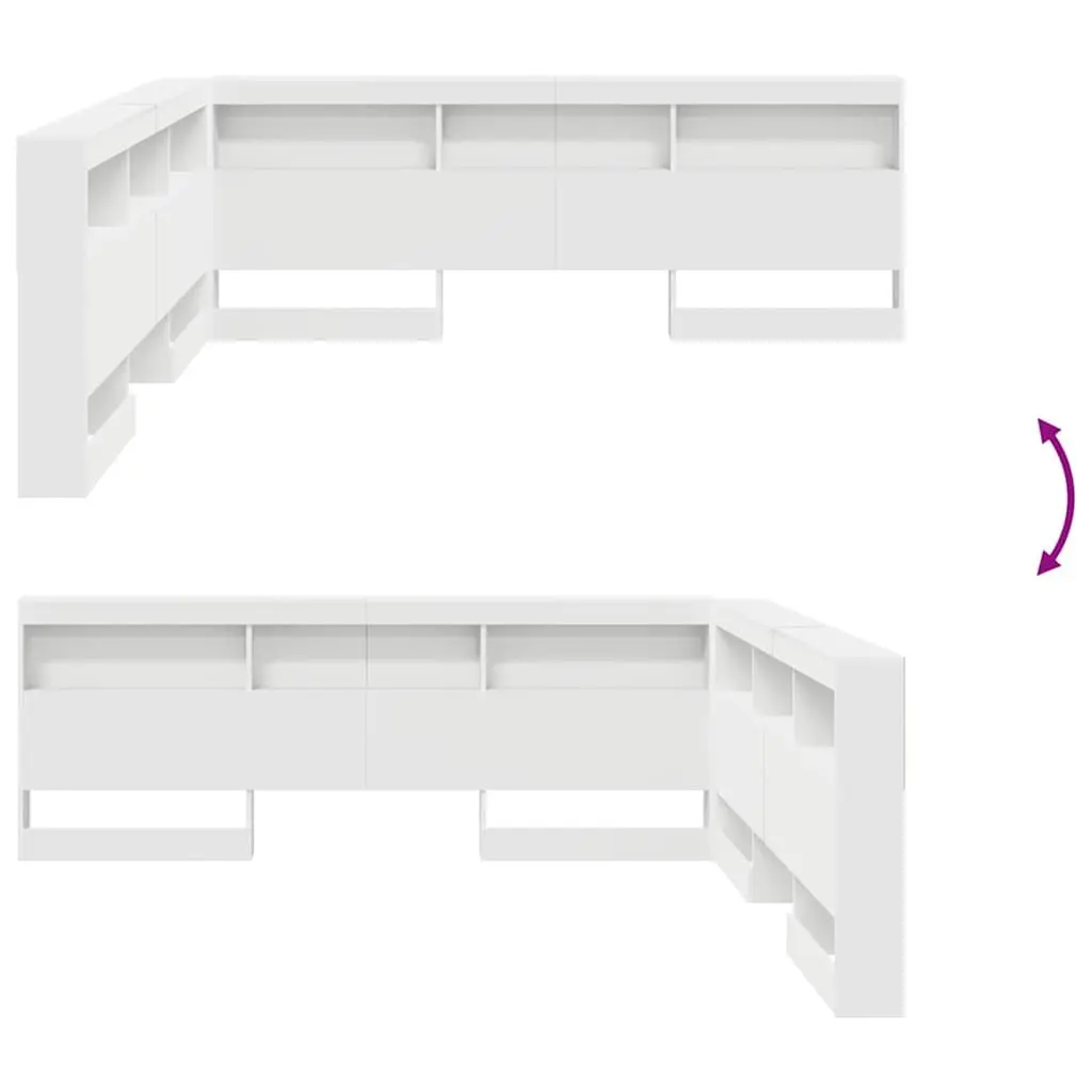 Storage Headboard with Shelves 180cm White Engineered Wood