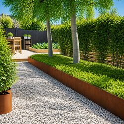 Garden Lawn Edging 30 Pieces 100 x 30 cm Weathering Steel Border Rusty Brown