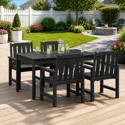 Outdoor Garden Chair 4 Pack Black Modern Seating Contemporary Polyethylene