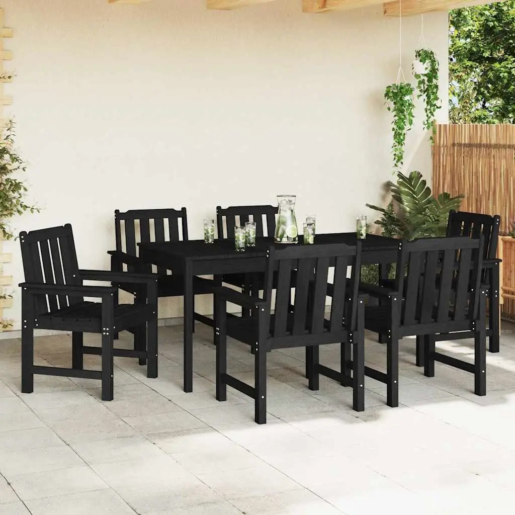 Outdoor Garden Chair Set 6 Piece Modern Ergonomic Seating Black Polyethylene 65.5x59x88cm