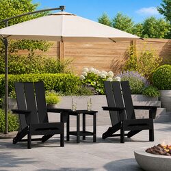 Outdoor Chair Set of 2 Modern Garden Seating Black Contemporary Design Armrests