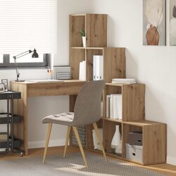 Corner Desk with Storage Shelves Brown Engineered Wood Home Office Workspace