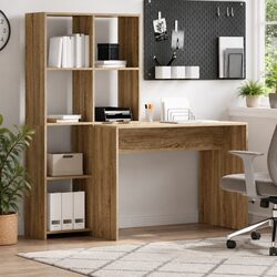 Desk with Shelf Sonoma Oak Brown Engineered Wood Office Furniture Modern