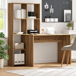 Desk Engineered Wood Home Office Workspace Study Gaming Furniture Brown Modern