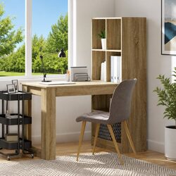 Writing Desk with Shelves Engineered Wood Office Furniture Brown 122x67x145cm