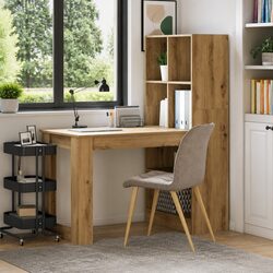 Writing Desk with Storage Shelves Brown Engineered Wood 122 x 67 x 145 cm Office