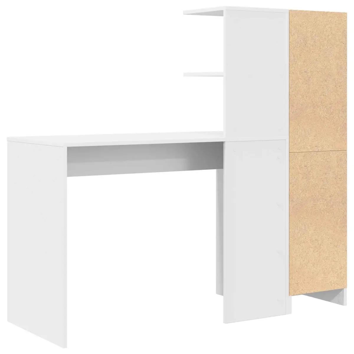 Office Desk Set with Storage Cabinet and Shelves Modern White 2 Piece