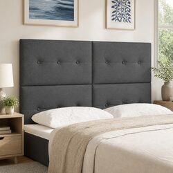 Height-Adjustable Headboard Dark Grey 160cm Bedroom Furniture Modern Fabric
