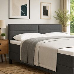 LED Headboard 160cm Grey Fabric with RGB Strip Lights Adjustable Height Modern