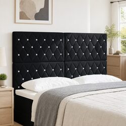 LED Headboard with RGB Strip Lights Black 160cm Adjustable Bedroom Upholstered