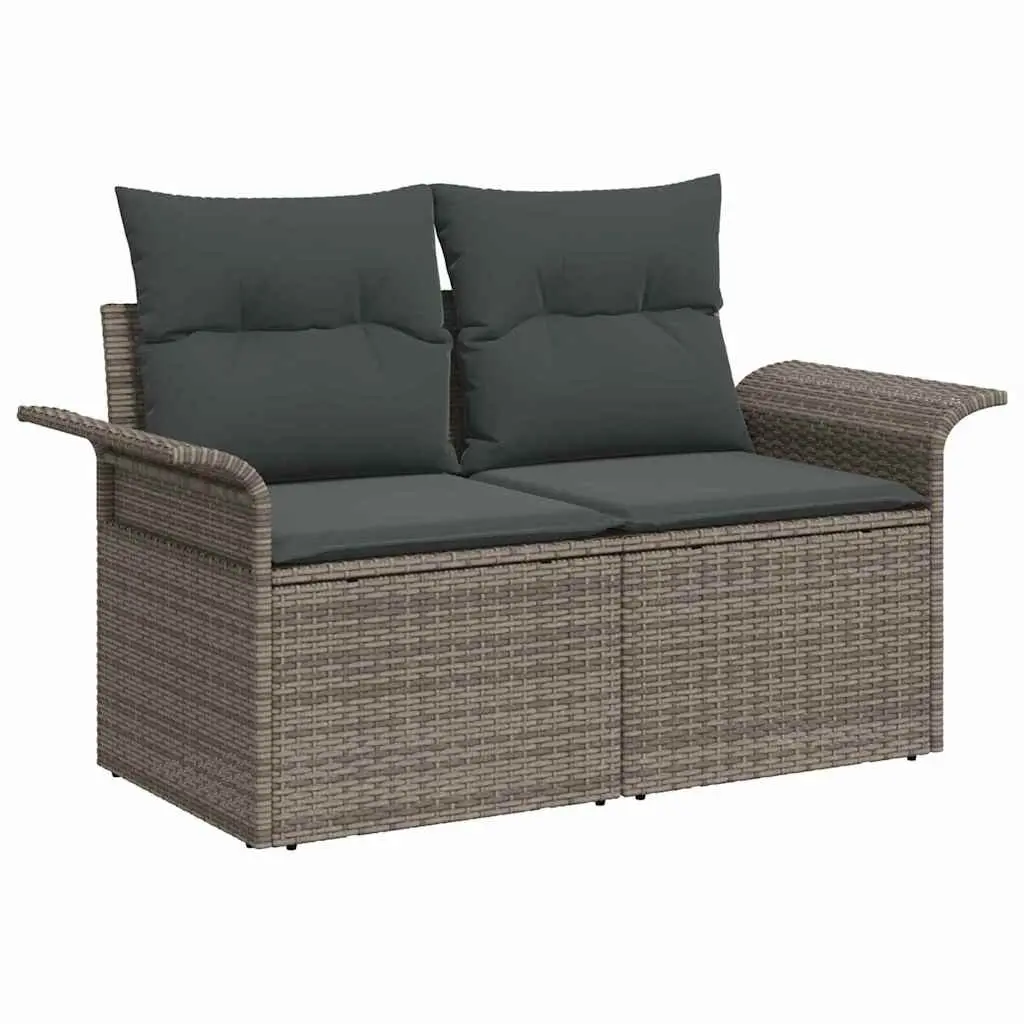 Modular Garden Sofa Set 5 Piece Outdoor Furniture Grey Poly Rattan