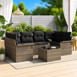 Garden Sofa Set 7 pcs Grey Outdoor Furniture Patio Sectional Modular Seating