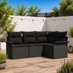 Outdoor Garden Sofa Set 4 Piece Patio Furniture Modular Lounge Black Rattan