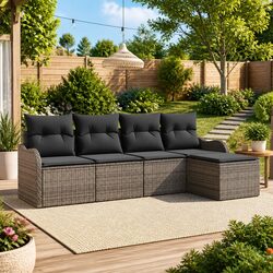 Garden Sofa Set Grey Poly Rattan Outdoor Furniture Modular Patio Lounge Seating