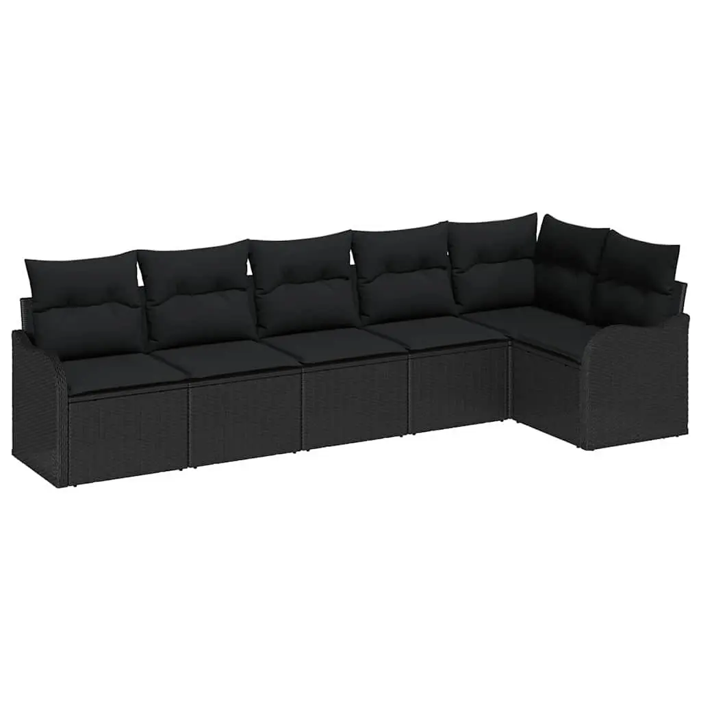 Outdoor Garden Sofa Set Black Poly Rattan Modular Furniture Patio Lounge Seating