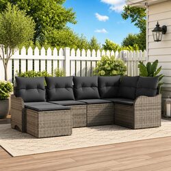 Garden Sofa Set 6 Pieces Grey Outdoor Furniture Patio Lounge Seating