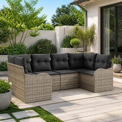 Garden Sofa Set Grey Outdoor Furniture Modular Patio Lounge Sectional
