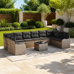 Garden Sofa Set Grey Outdoor Furniture Poly Rattan Modular Lounge Seating