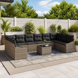 Garden Sofa Set 11 Pieces Grey Poly Rattan Modular Outdoor Furniture Patio
