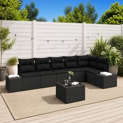 Outdoor Garden Sofa Set 7 Piece Modular Patio Furniture with Cushions Black