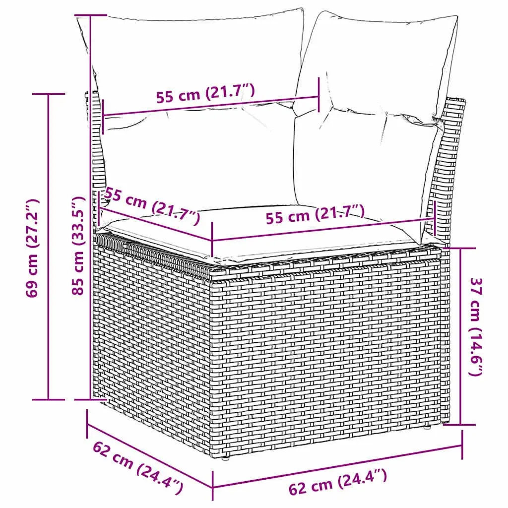 Garden Sofa Set Modular Outdoor Sectional 7 Piece Black Poly Rattan