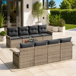Garden Sofa Set Outdoor Furniture 9 Pieces Modular Patio Sectional with Cushions