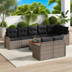 Garden Sofa Set 9 pcs Grey Poly Rattan Modular Outdoor Furniture Patio Lounge