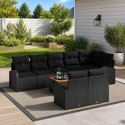 Outdoor Garden Sofa Set 9 Piece Modular Lounger Patio Furniture Black Poly